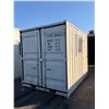 Image 1 : 10FT BEIGE OFFICE STORAGE SHIPPING CONTAINER WITH DUAL SWING REAR DOORS, CAMS, SIDE MAN DOOR &