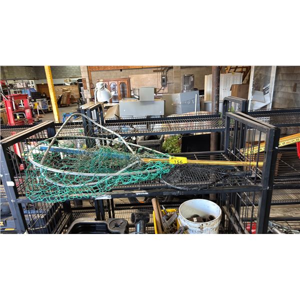 TWO LARGE FISHING LANDING NETS AND ONE SMALL NET