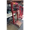 Image 2 : HEAVY DUTY RED H-FRAME HYDRAULIC SHOP PRESS MOUNTED ON ROLLING  CART