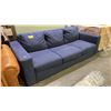 Image 1 : BLUE 3-SEAT FABRIC UPHOLSTERED SOFA WITH ATTACHED SEAT & BACK CUSHIONS