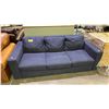 Image 2 : BLUE 3-SEAT FABRIC UPHOLSTERED SOFA WITH ATTACHED SEAT & BACK CUSHIONS