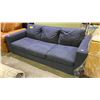 Image 3 : BLUE 3-SEAT FABRIC UPHOLSTERED SOFA WITH ATTACHED SEAT & BACK CUSHIONS