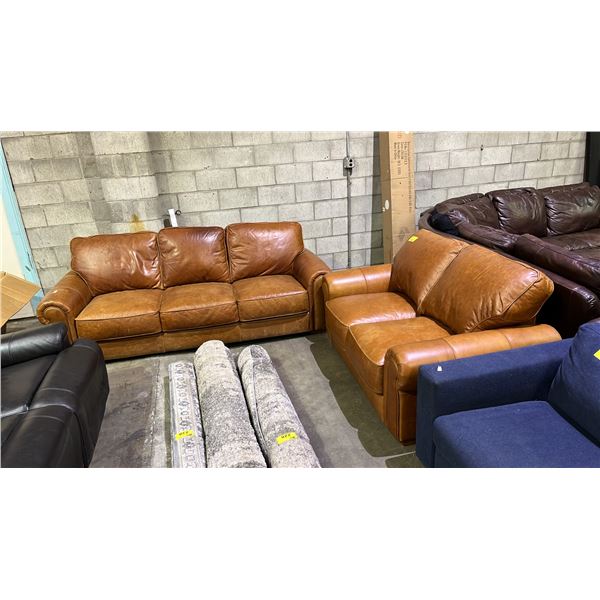 LEATHER UPHOLSTERED LOVE SEAT & SOFA