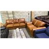 Image 1 : LEATHER UPHOLSTERED LOVE SEAT & SOFA