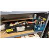 Image 3 : SHELF OF ASSORTED ITEMS INCL. TOOL BOX, 'SWEET HOME' WALL DECOR AND MORE