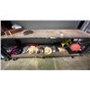 Image 1 : SHELF OF ASSORTED SPORTS ITEMS INCL. LEATHER BASEBALL GLOVES, BATS, BASKETBALL AND MORE