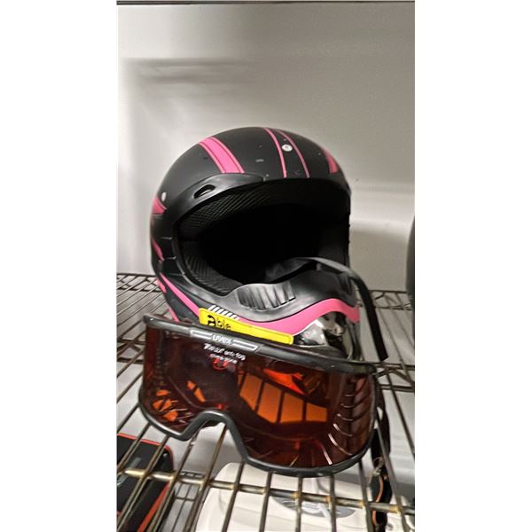 MATTE BLACK WITH PINK ACCENT OFF-ROAD DIRT BIKE HELMET SIZE M 57-58CM