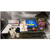 Image 1 : SHELF OF ASST. ITEMS INCL. 30" GYM BALL, MULTIUSE PAPER SHEETS, WOMEN'S CLOTHING AND MORE