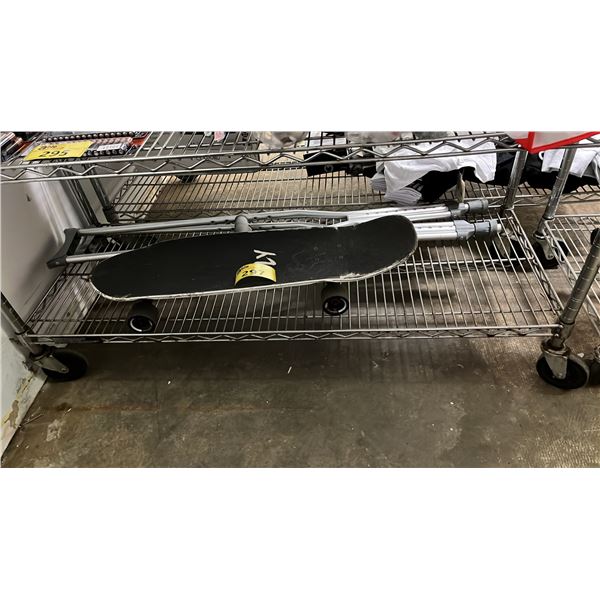 LANDYACHTZ SKATEBOARD CRUISER AND PAIR OF ALUMINUM UNDERARM CRUTCHES