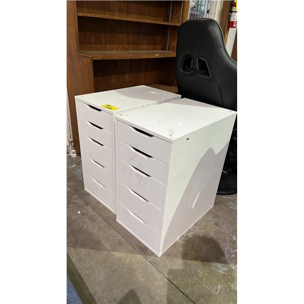 WOOD 5-DRAWER STORAGE UNITS: APPROX 27"T X 23"D X 14"W