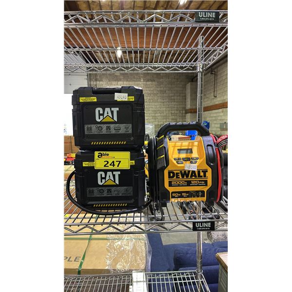 DEWALT JUMP STARTER/COMPRESSOR & (2) CAT CUBE PORTABLE JUMP STARTER & POWER STATIONS *UNKNOWN