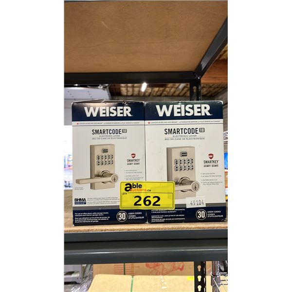 (2) WEISER SMARTCODE 10 ELECTRONIC LEVER DOOR LOCKS
