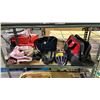 Image 1 : HUSKY TOOL BAG, BIKE HELMET, SMALL BAG OF ASSTD SPORTS TRADING CARDS, BIKE LOCKS, ASSTD. CLOTHING &