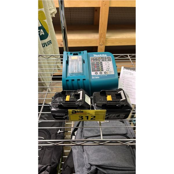 *NEW* MAKITA FAST BATTERY CHARGER WITH 2 NEW BATTERIES 18V 3.0AH LI-ION