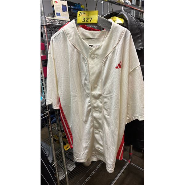 ADIDAS CREME JERSEY WITH RED SHOTS SIZE LARGE