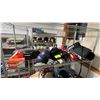 Image 1 : SHELF OF ASSORTED ITEMS INCLUDING HOCKEY GEARS, RADIO AND MORE