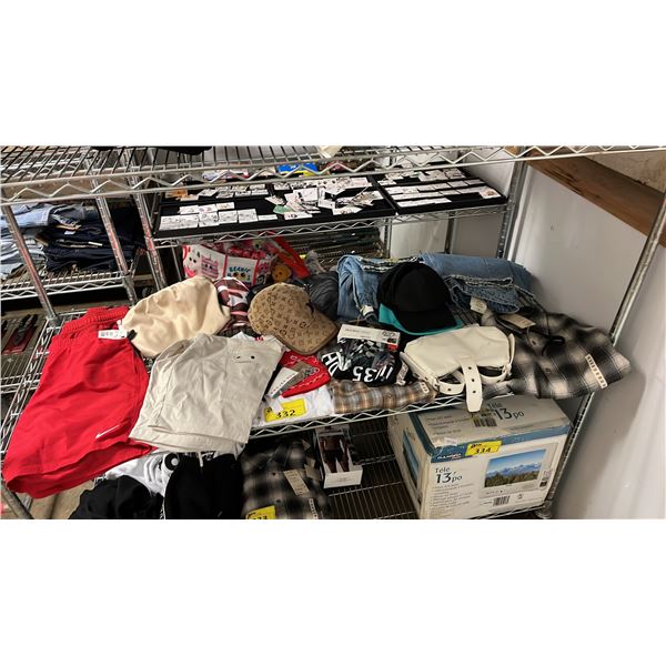 SHELF OF ASSORTED CLOTHING