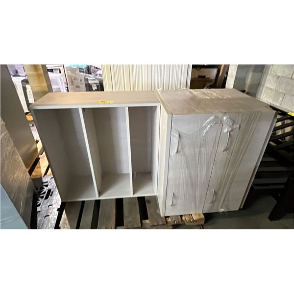 WOOD 2-DRAWER LATERAL FILING CABINET WITH HUTCH *DAMAGE TO BOTTOM LEFT*
