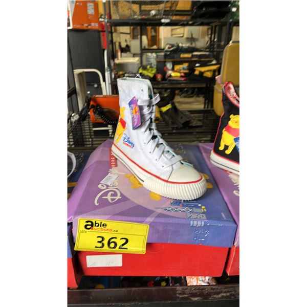*NEW IN BOX* DISNEY HONG KONG WINNIE-THE-POOH WHITE HIGH TOP SNEAKERS: SIZE 36