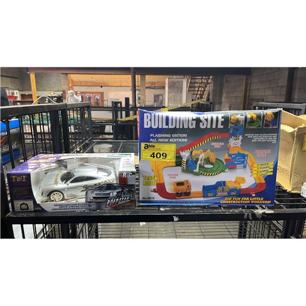 T&T ROADSTAR SUPER SPEED R/C CAR & BUILDING SITE CONSTRUCTION TRACK SET