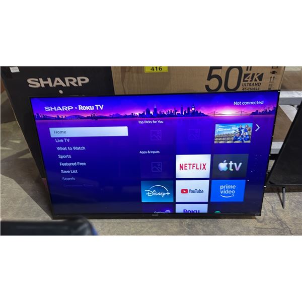SHARP 50-INCH 4K ULTRA HD LED ROKU SMART TV WITH CORD * DISPLAY ISSUE*