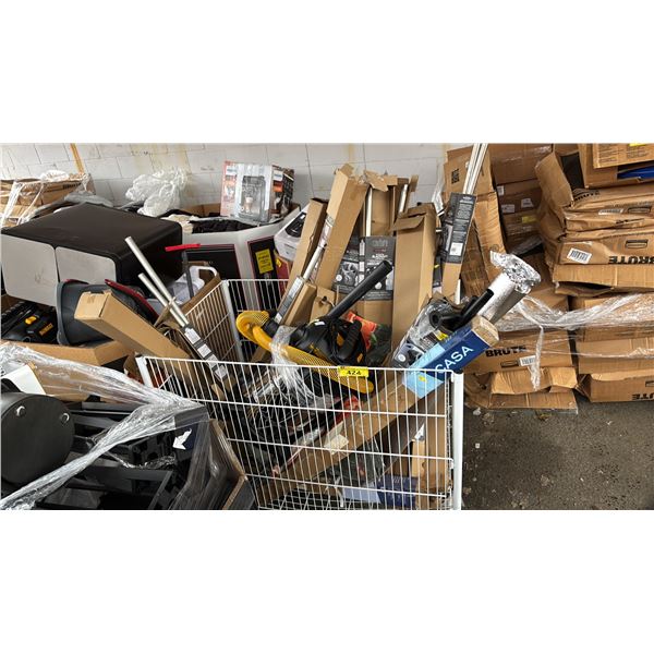 METAL WIRE BIN OF ASSTD. BLACKOUT CURTAIN RODS, DEWALT WET/DRY VAC & MORE *UNKNOWN WORKING CONDTION/