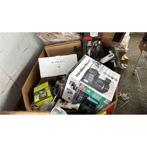 PALLET OF ASSTD. HOME ITEMS INCL.: HAMILTON BEACH FLEX BREW COFFEEMAKER, POP UP CANOPY, TRAMONTINA