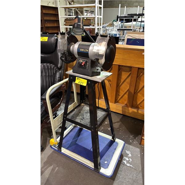 DELTA VARIABLE SPEED BENCH GRINDER ON STAND WITH FOLDING CART