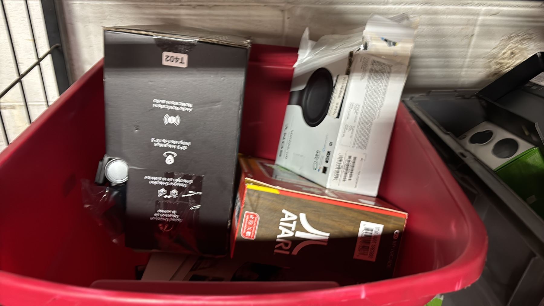 BIN OF ASSORTED ITEMS INCLUDING TYPE-S DASH CAM, GOOGLE NEST HUB MAX ...