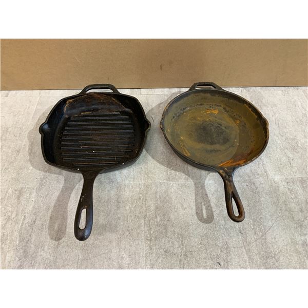Lot Of 2 Cast Iron Pans - 1 Lodge - 1 Victoria