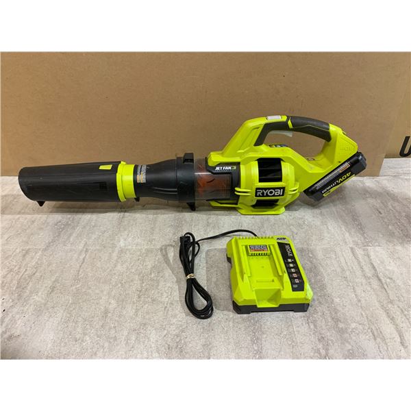 Ryobi 40V Cordless Jet Fan Leaf Blower - Includes Battery Charger