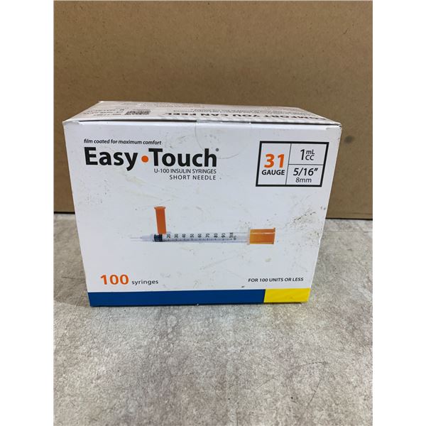 100 PCS - Easy Touch U-100 Insulin Syringes Short Needle