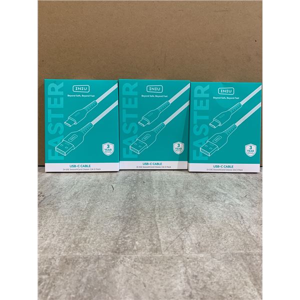 Lot Of 3 Boxes Of INIU DI-D3C SwooshCord Classic 3.1A 3 Pack Of USB C Cables