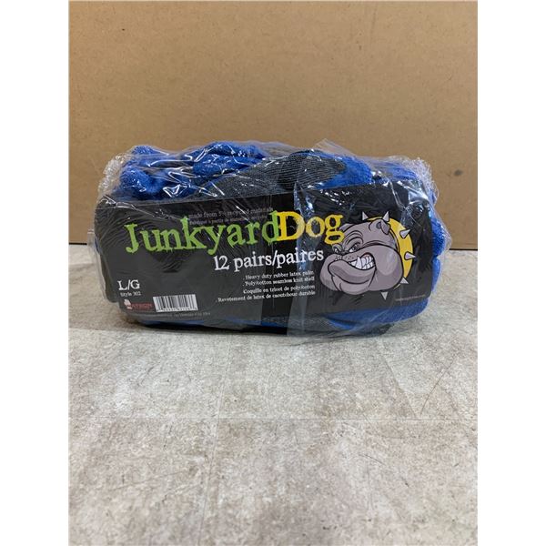 12 Pairs - JunkyardDog Heavy Duty Rubber Latex Palm Gloves - Large
