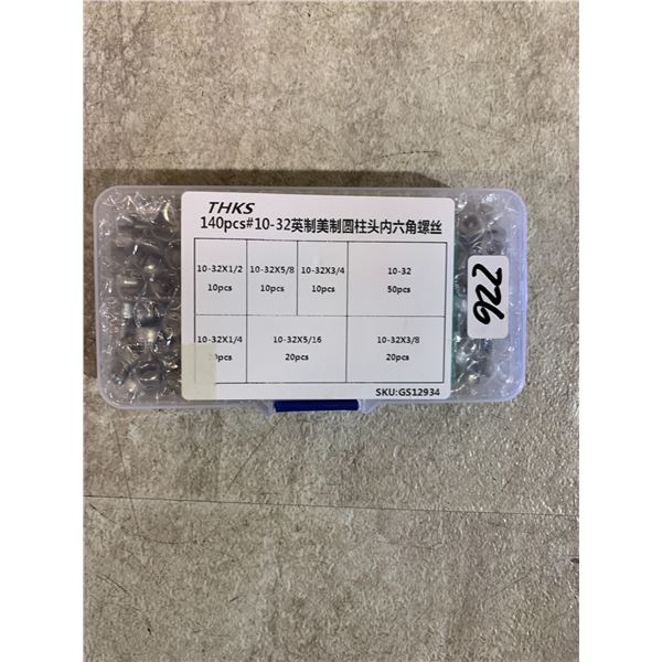 140 PCS 10-32 Hex Socket Cap Head Bolts - 6 Sizes 304 Stainless Steel Hex Screw Assortment Kit