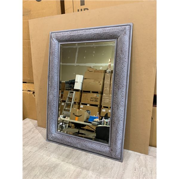 Vintage Silver Finish Ornate Rectangular Wall Mirror