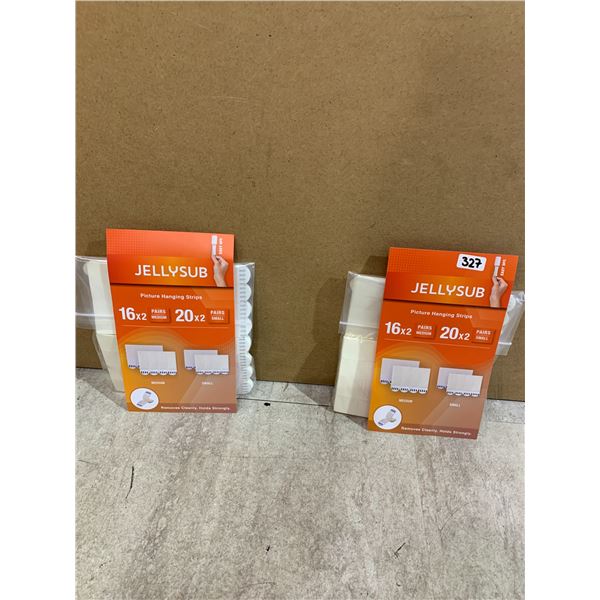 Lot Of 2 Bags Of 16x2 Medium Pairs & 20x2 Small Pairs Jellysub Picture Hanging Strips