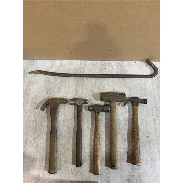 Assortment Of Hammers & 1 Crowbar