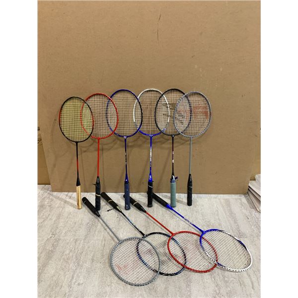 Lot Of 10 Assorted Badminton Rackets - With Worn Grips