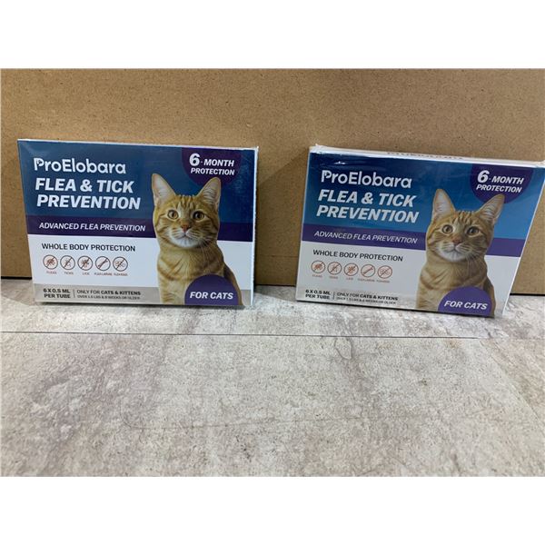 Lot Of 2 ProElobara Flea & Tick Prevention For Cats Boxes - 6 Month Protection