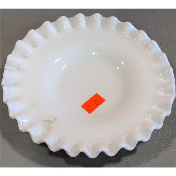 Fenton Milk Glass Fluted Ring Dish