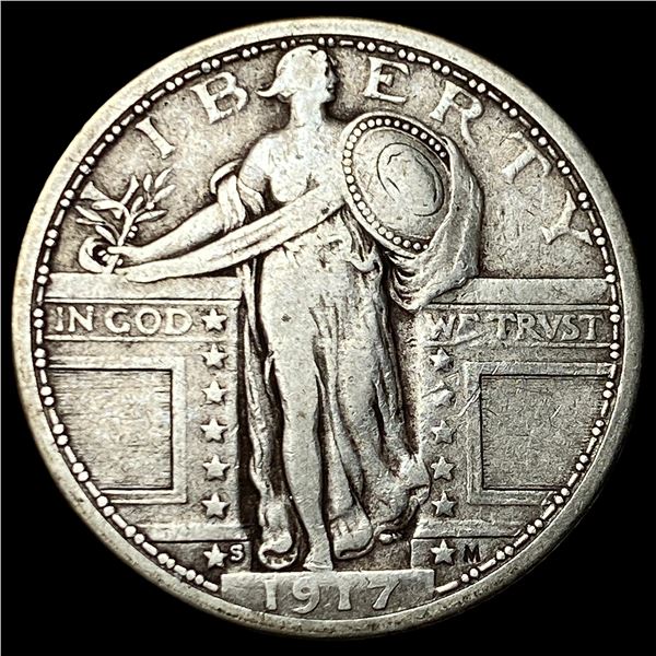 1917-S Type 1 Silver Standing Liberty Quarter  LIGHTLY CIRCULATED
