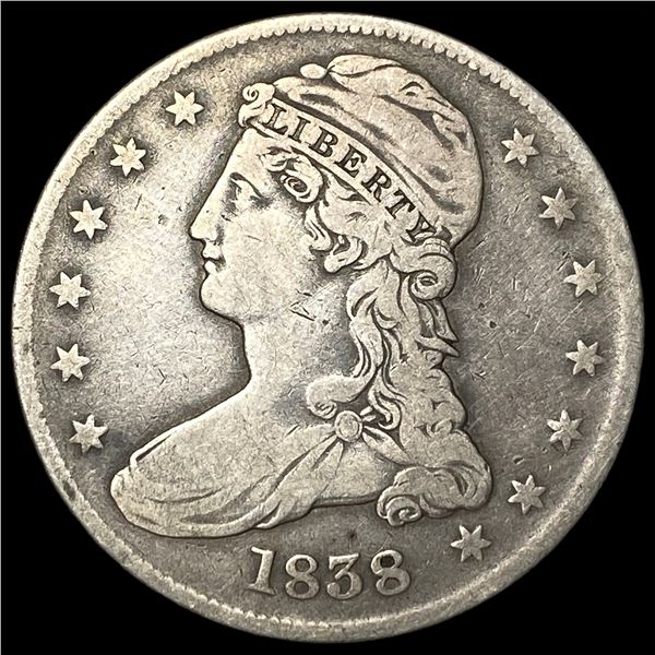1838 Silver Capped Bust Half Dollar LIGHTLY  CIRCULATED
