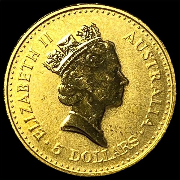 1990 Gold 1/20oz $5 Australian Nugget CHOICE  PROOF
