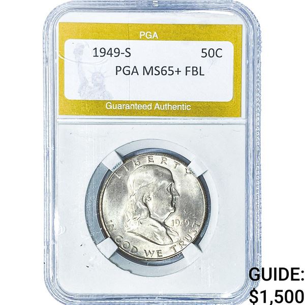 1949-S Franklin Half Dollar PGA MS65+FBL