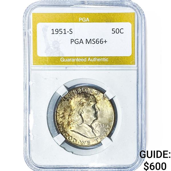 1951-S Franklin Half Dollar PGA MS66+