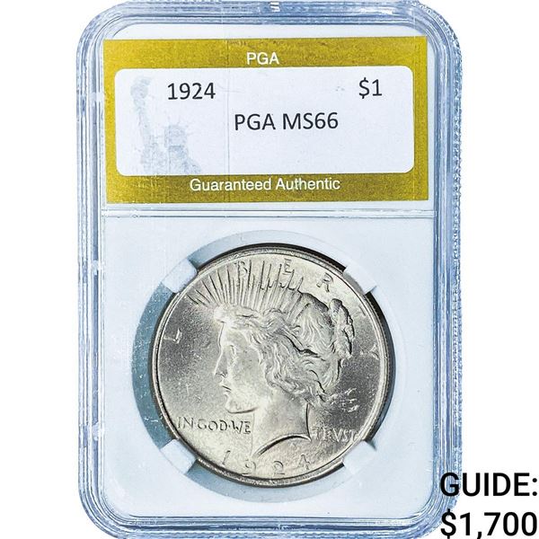 1924 Silver Peace Dollar PGA MS66
