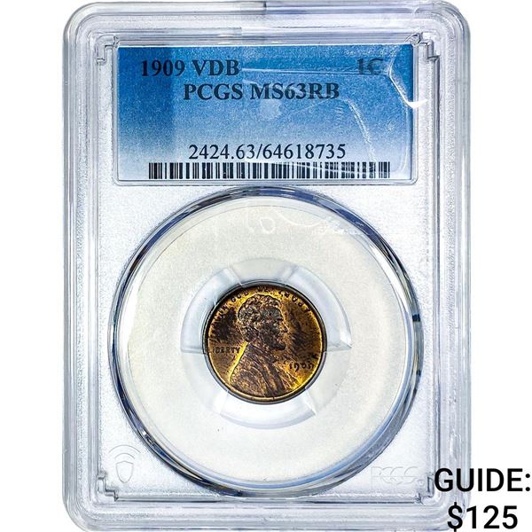 1909 VDB Wheat Cent PCGS MS63 RB