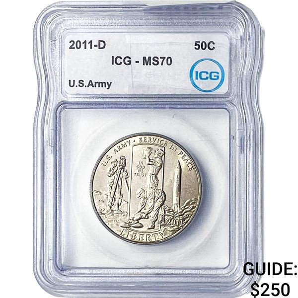 2011-D  ICG MS70 US ARMY 50C