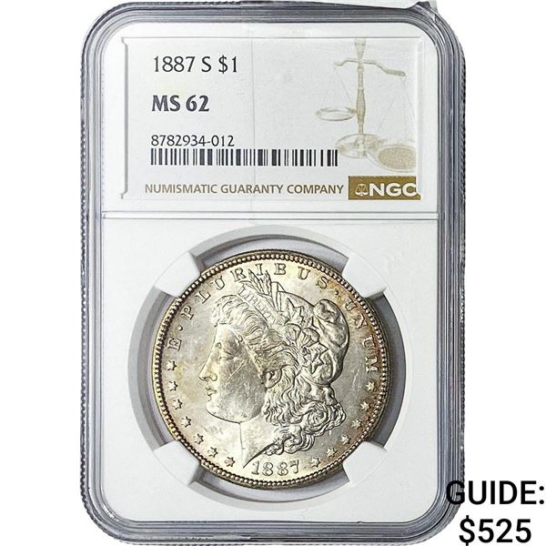1887-S Morgan Silver Dollar NGC MS62